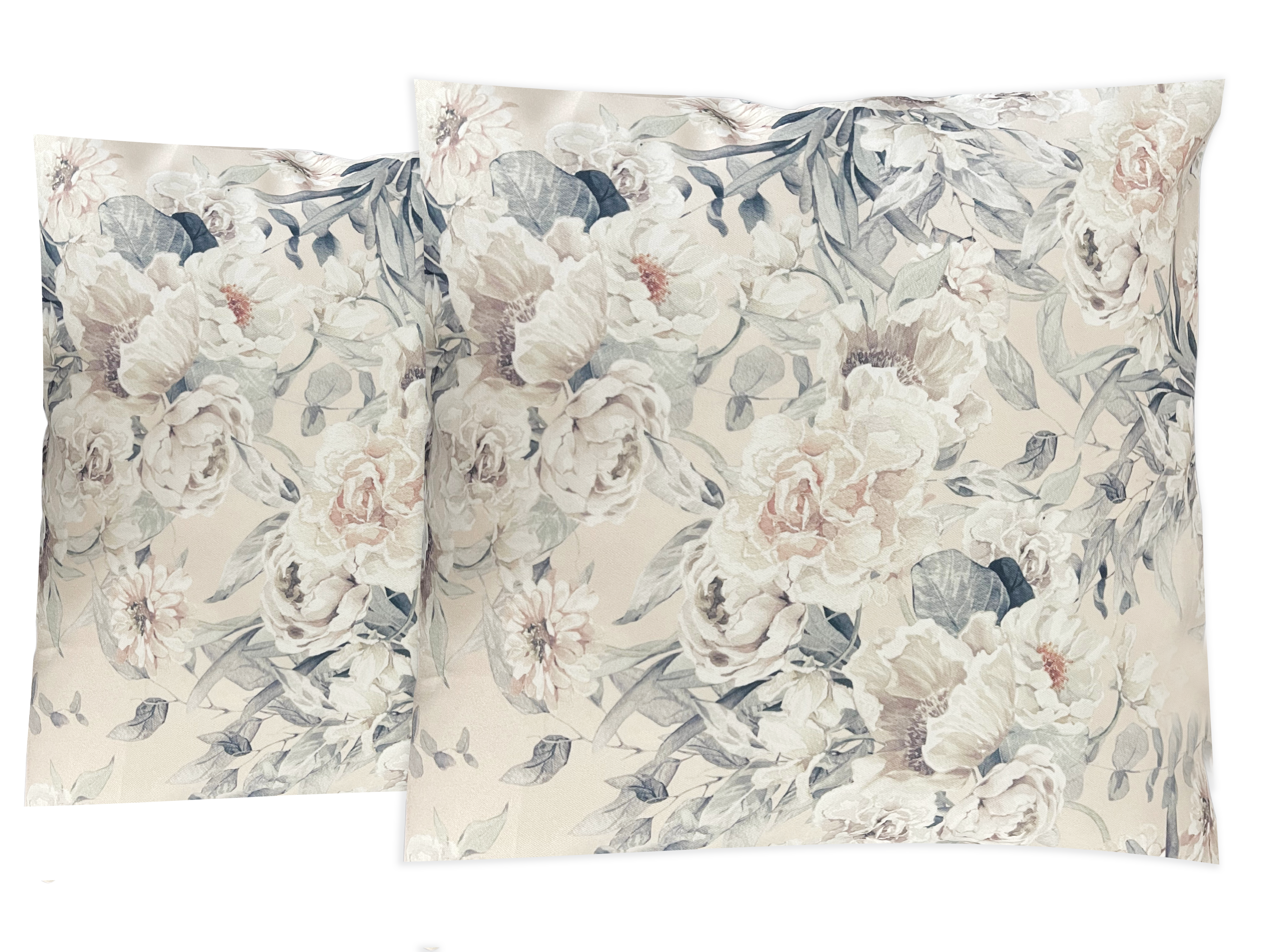 Ivory Garden Rose Throw Pillow Cover Linen Closet Home