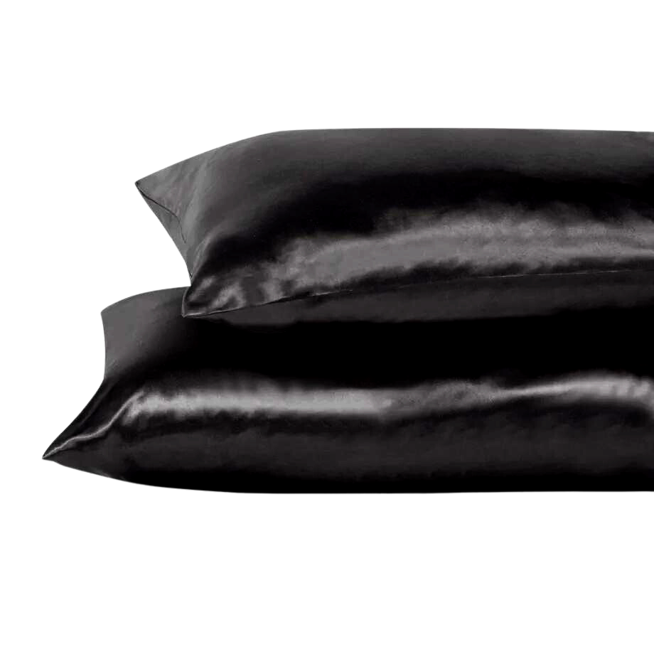 Black satin pillow online