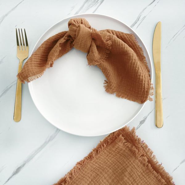 Gauze Fringe Napkin - Set of 4 - Variety of Colours