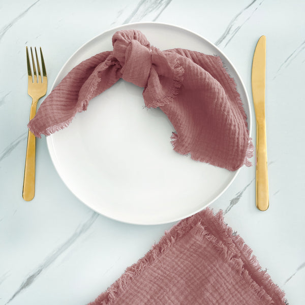 Gauze Fringe Napkin - Set of 4 - Variety of Colours