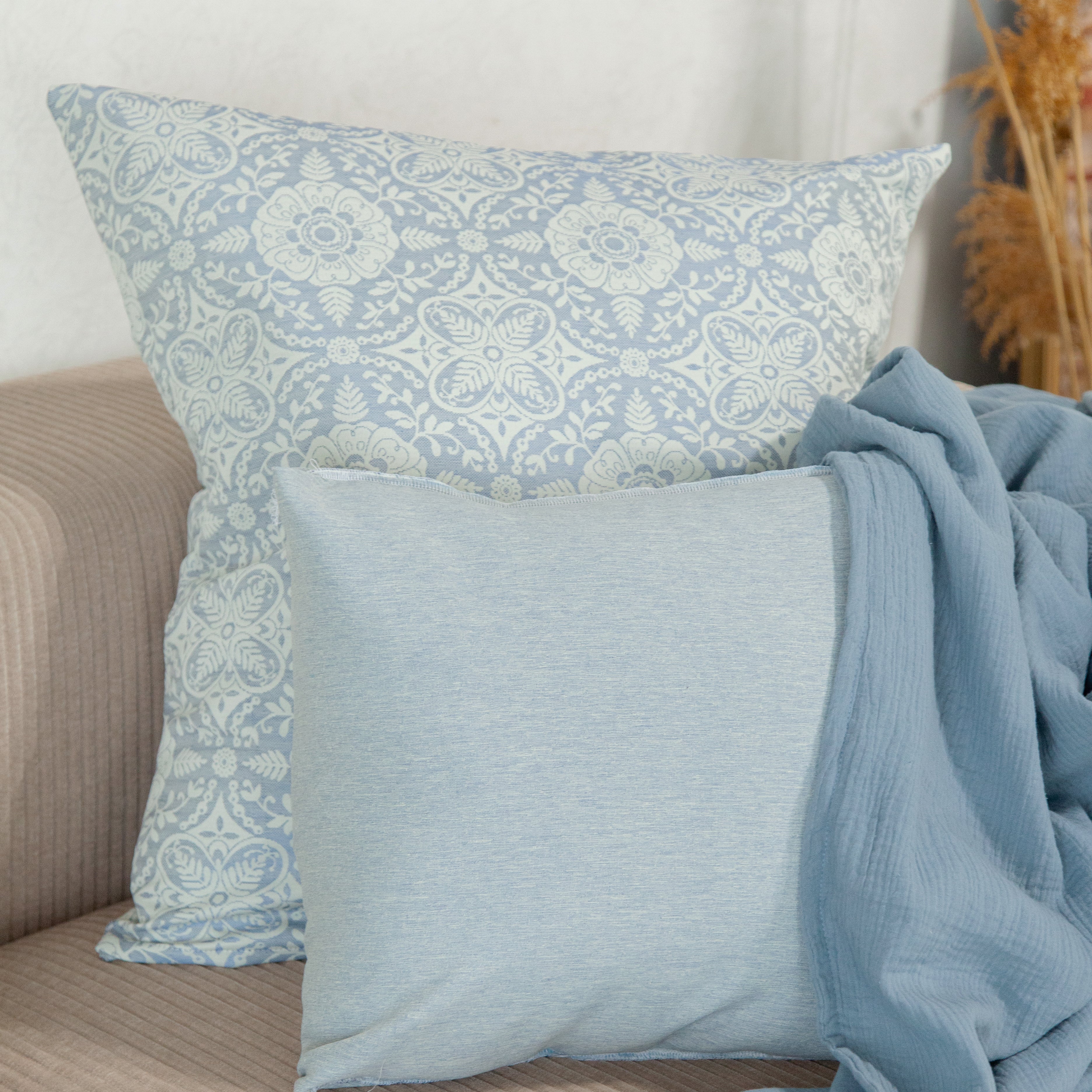 French Floral Throw Pillow Cover - Reversible