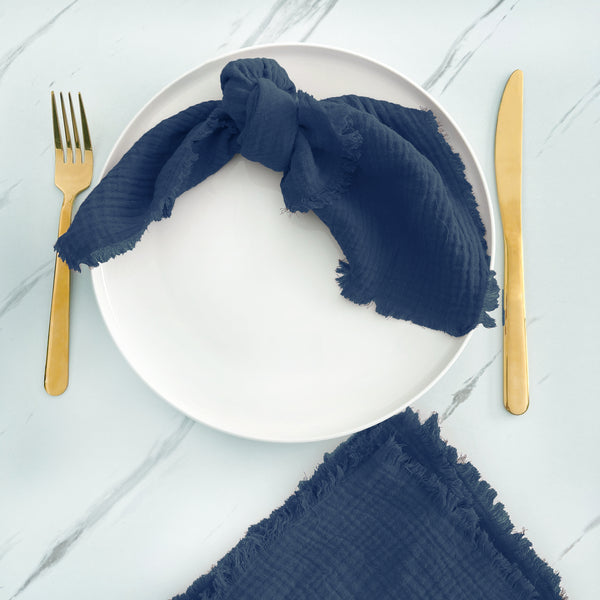 Gauze Fringe Napkin - Set of 4 - Variety of Colours