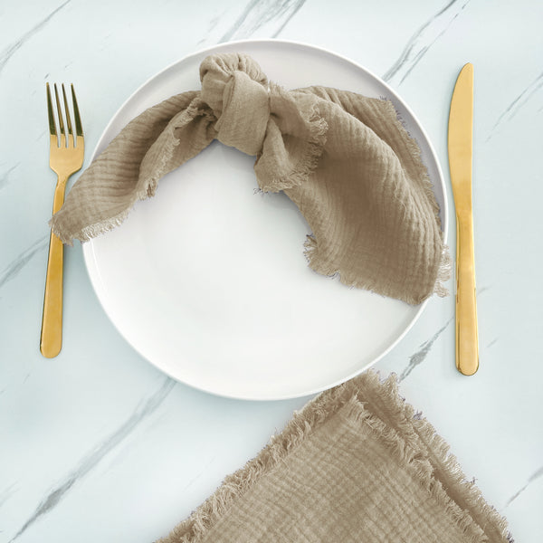 Gauze Fringe Napkin - Set of 4 - Variety of Colours