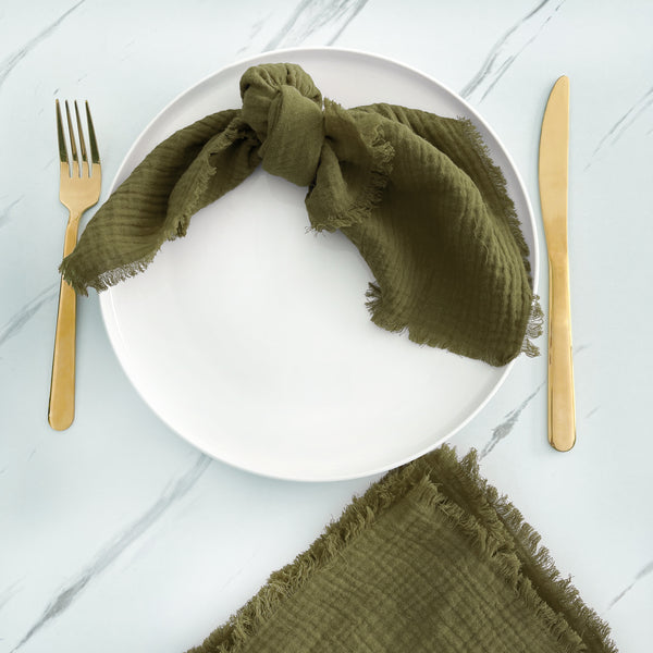 Gauze Fringe Napkin - Set of 4 - Variety of Colours