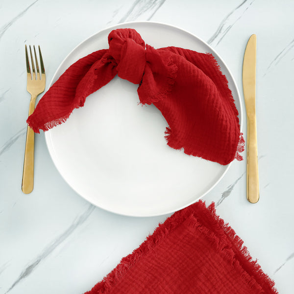 Gauze Fringe Napkin - Set of 4 - Variety of Colours