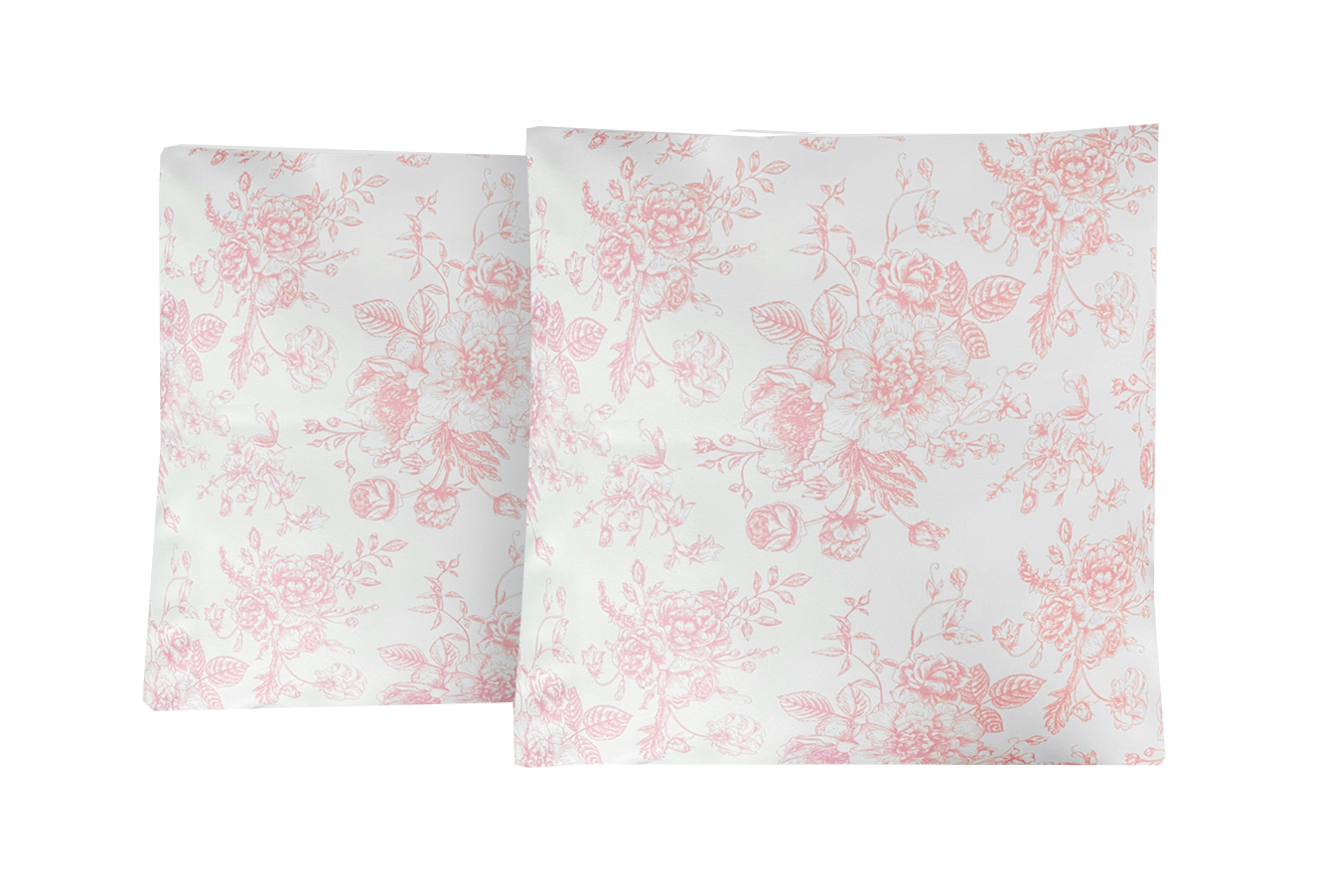 Pink French Floral Toile inspired throw pillowcase