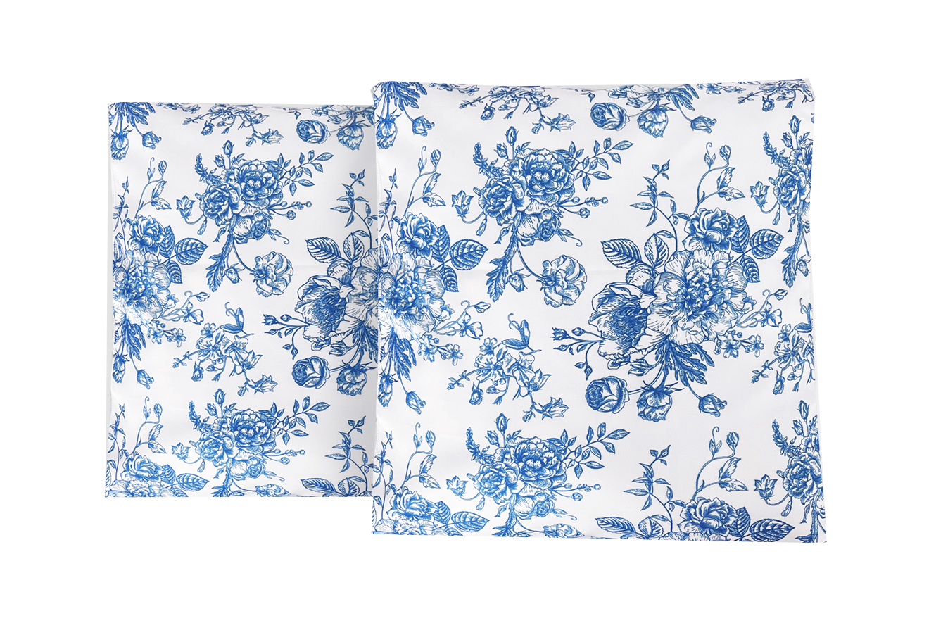 Blue French Floral Toile inspired throw pillowcase