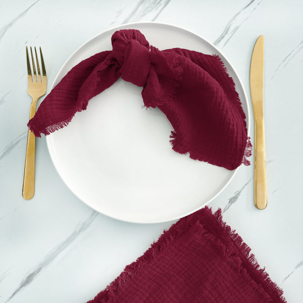 Gauze Fringe Napkin - Set of 4 - Variety of Colours
